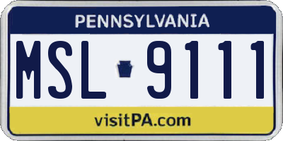 PA license plate MSL9111