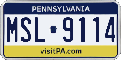 PA license plate MSL9114