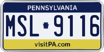 PA license plate MSL9116
