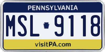 PA license plate MSL9118