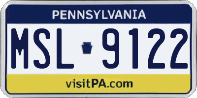 PA license plate MSL9122