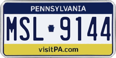 PA license plate MSL9144