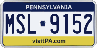 PA license plate MSL9152