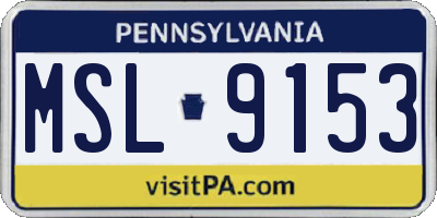 PA license plate MSL9153
