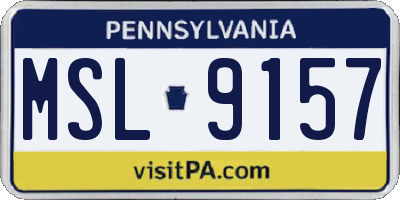 PA license plate MSL9157