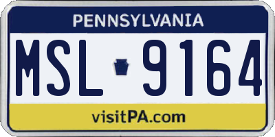PA license plate MSL9164