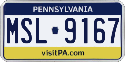 PA license plate MSL9167