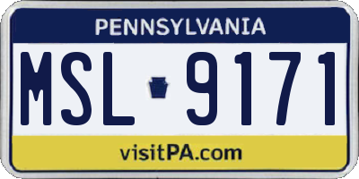 PA license plate MSL9171