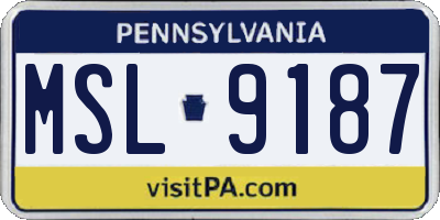 PA license plate MSL9187