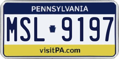 PA license plate MSL9197
