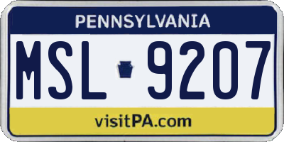 PA license plate MSL9207