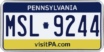 PA license plate MSL9244