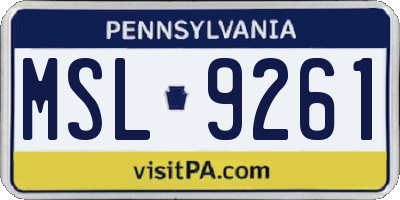 PA license plate MSL9261
