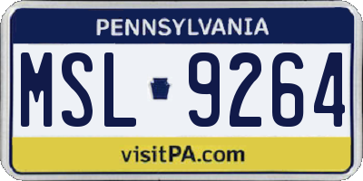 PA license plate MSL9264