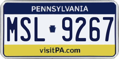 PA license plate MSL9267