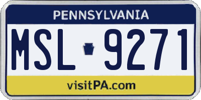 PA license plate MSL9271