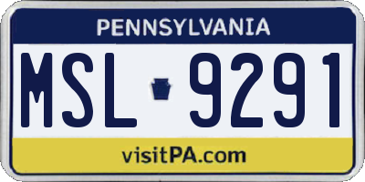 PA license plate MSL9291