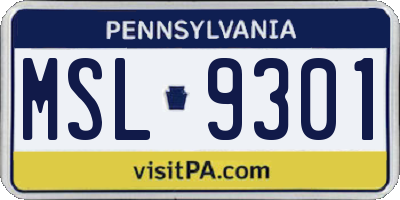 PA license plate MSL9301