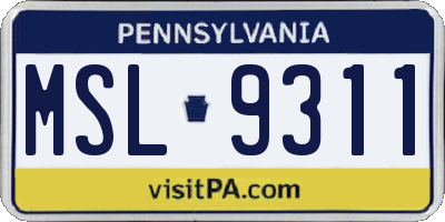 PA license plate MSL9311