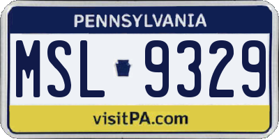 PA license plate MSL9329