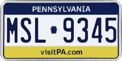 PA license plate MSL9345