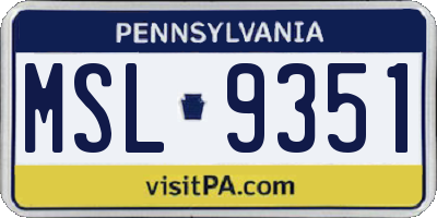 PA license plate MSL9351