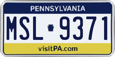 PA license plate MSL9371
