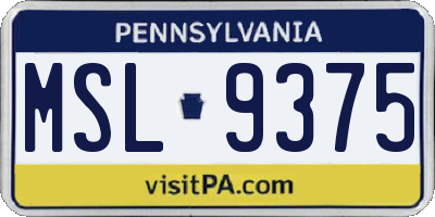 PA license plate MSL9375