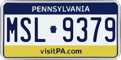 PA license plate MSL9379