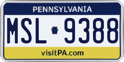 PA license plate MSL9388