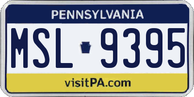 PA license plate MSL9395