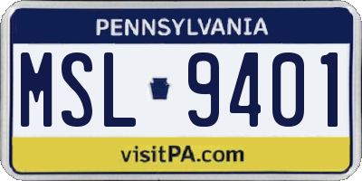PA license plate MSL9401