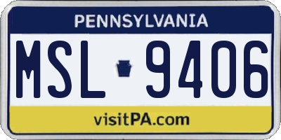 PA license plate MSL9406