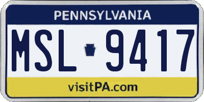 PA license plate MSL9417