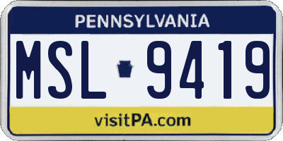 PA license plate MSL9419