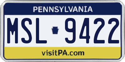 PA license plate MSL9422