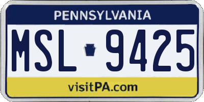 PA license plate MSL9425