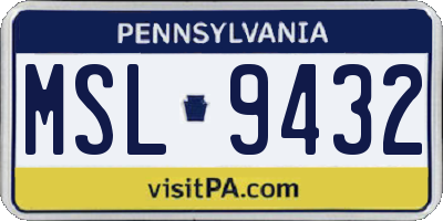 PA license plate MSL9432