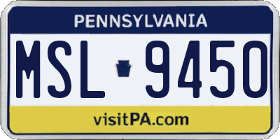 PA license plate MSL9450