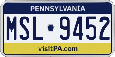 PA license plate MSL9452