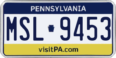PA license plate MSL9453