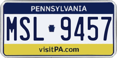 PA license plate MSL9457