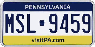 PA license plate MSL9459