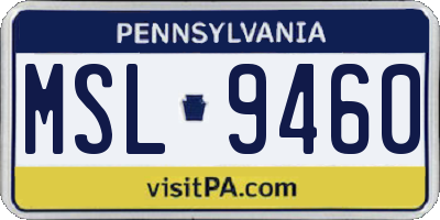 PA license plate MSL9460