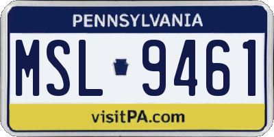 PA license plate MSL9461