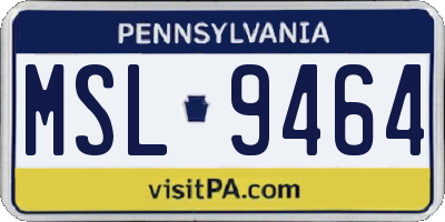 PA license plate MSL9464