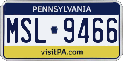 PA license plate MSL9466