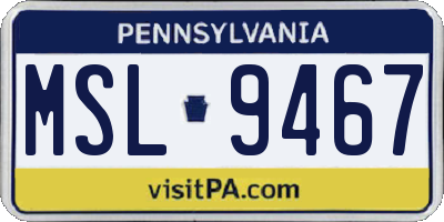 PA license plate MSL9467
