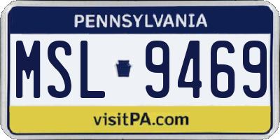 PA license plate MSL9469