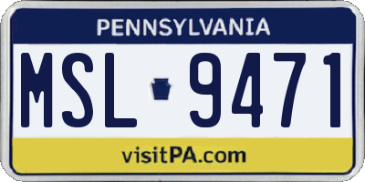 PA license plate MSL9471